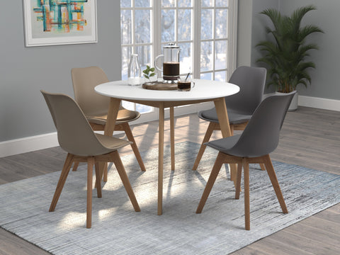 Coaster Breckenridge Round Dining Table Matte White and Natural Oak Model 192790