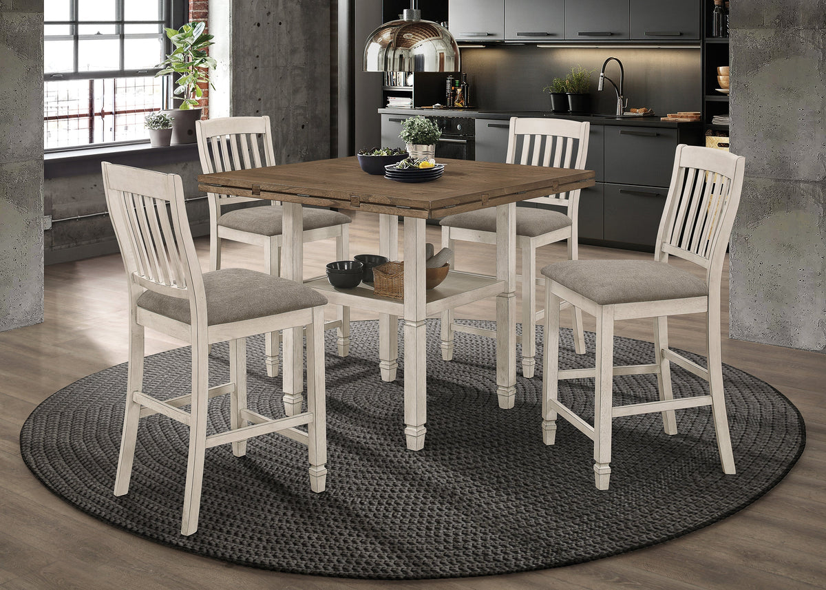 Coaster Sarasota 5-piece Round Counter Dining Set Nutmeg and Rustic Cream Model 192818-S5