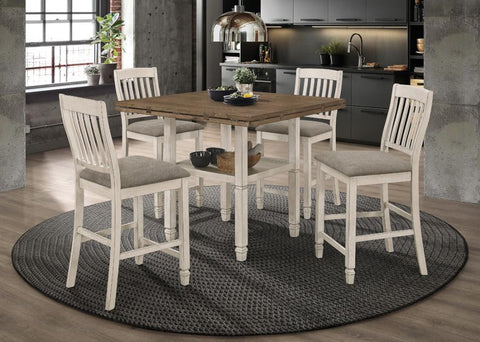 Coaster Sarasota 5-piece Round Counter Dining Set Nutmeg and Rustic Cream Model 192818-S5