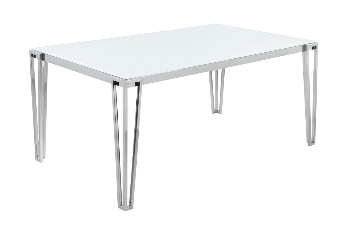 Coaster Pauline Rectangular Dining Table with Metal Leg White and Chrome Model 193001