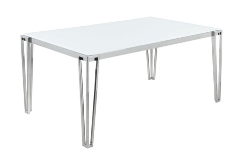 Coaster Pauline Rectangular Dining Table with Metal Leg White and Chrome Model 193001