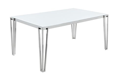 Coaster Pauline Rectangular Dining Table with Metal Leg White and Chrome Model 193001