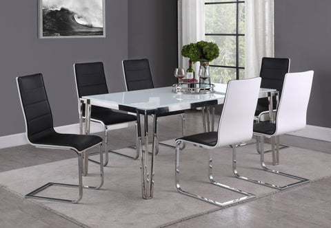 Coaster Pauline Rectangular Dining Table with Metal Leg White and Chrome Model 193001
