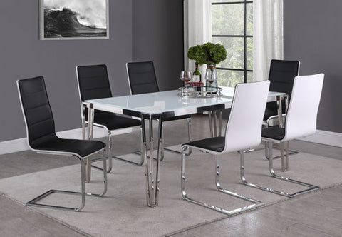 Coaster Pauline Rectangular Dining Table with Metal Leg White and Chrome Model 193001