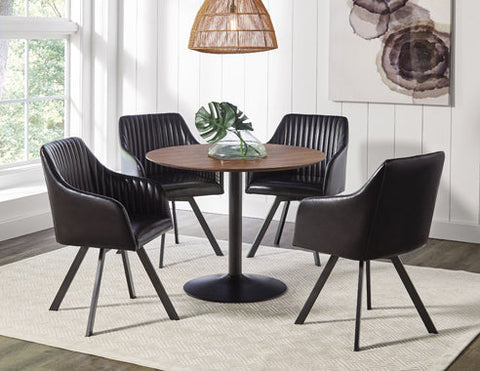 Coaster Tufted Sloped Arm Swivel Dining Chair Black and Gunmetal Model 193372BLK