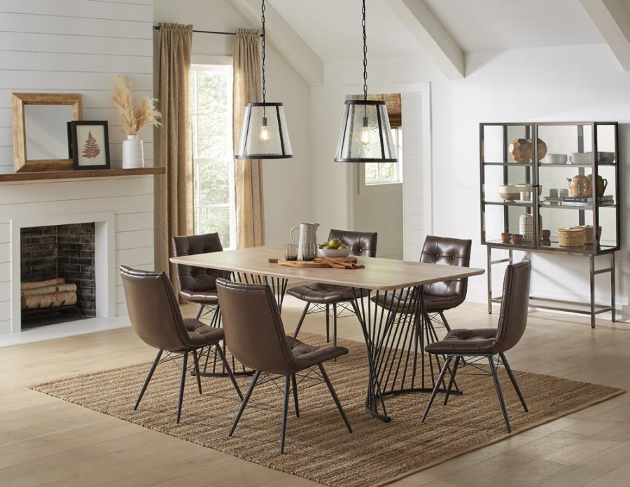 Coaster Altus Swirl Base Dining Table Natural Oak and Gunmetal Model 193531