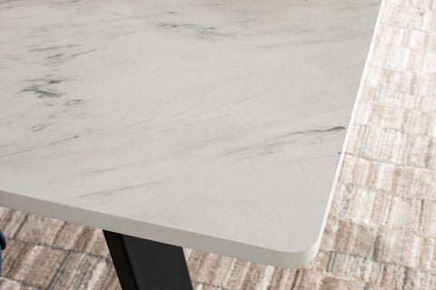 Coaster Mayer Rectangular Dining Table Faux White Marble and Gunmetal Model 193781