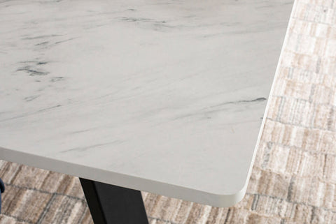 Coaster Mayer Rectangular Dining Table Faux White Marble and Gunmetal Model 193781