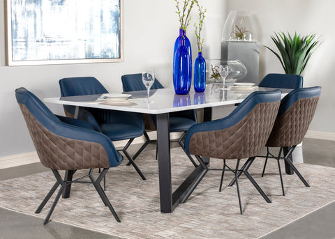Coaster Mayer Rectangular Dining Table Faux White Marble and Gunmetal Model 193781