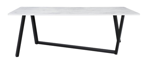 Coaster Mayer Rectangular Dining Table Faux White Marble and Gunmetal Model 193781