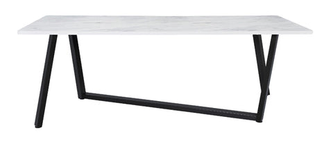 Coaster Mayer Rectangular Dining Table Faux White Marble and Gunmetal Model 193781
