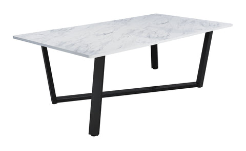 Coaster Mayer Rectangular Dining Table Faux White Marble and Gunmetal Model 193781