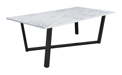 Coaster Mayer Rectangular Dining Table Faux White Marble and Gunmetal Model 193781