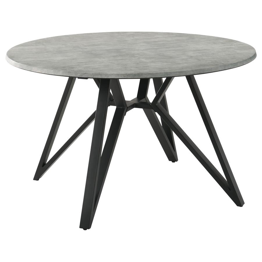 Coaster Neil Round Wood Top Dining Table Concrete and Black Model 193801