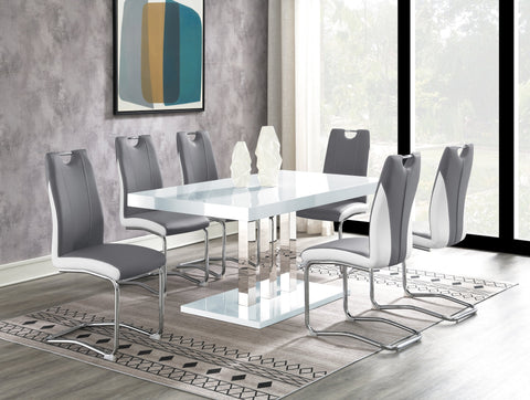 Coaster Brooklyn Rectangular Dining Table White High Gloss and Chrome Model 193811