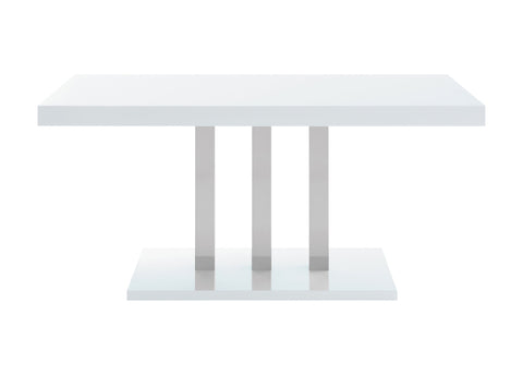 Coaster Brooklyn Rectangular Dining Table White High Gloss and Chrome Model 193811
