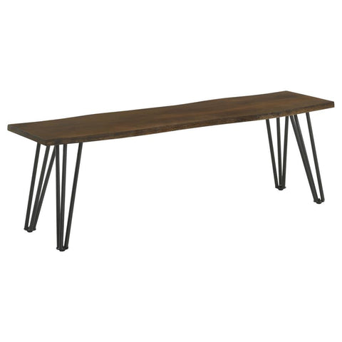 Coaster Topeka Live-edge Dining Bench Mango Cocoa and Gunmetal Model 193853