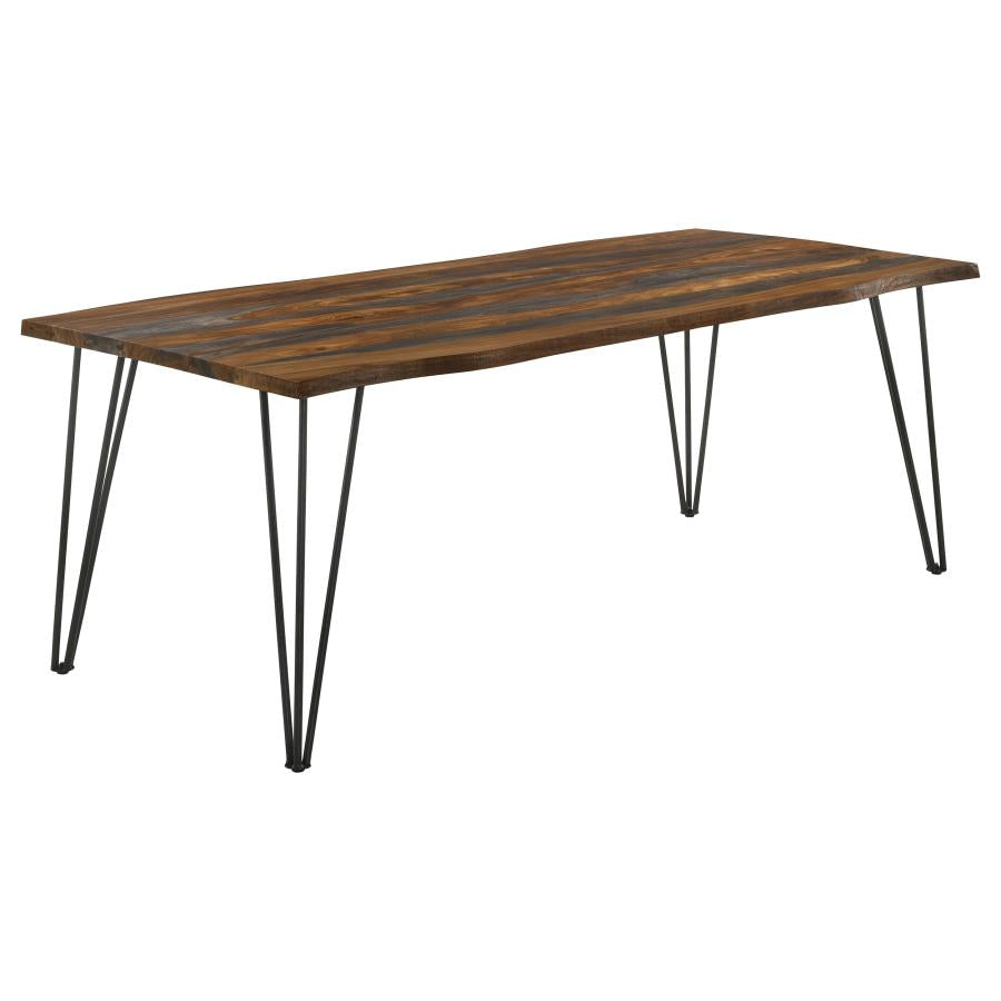 Coaster Neve Live-edge Dining Table with Hairpin Legs Sheesham Grey and Gunmetal Model 193861