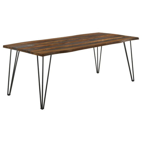 Coaster Neve Live-edge Dining Table with Hairpin Legs Sheesham Grey and Gunmetal Model 193861