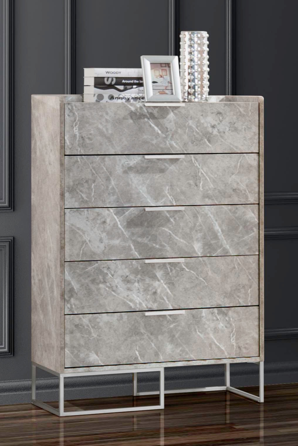 Nova Domus Marbella Italian Modern Grey Marble Chest Model VGACMARBELLA-GRY-CHEST