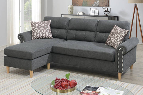 2 Piece Sectional with 2 Accent Pillow Model F6447 By Poundex Furniture