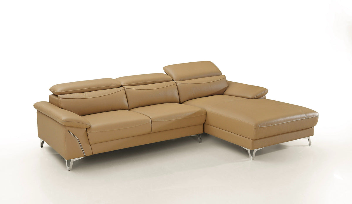 Divani Casa Sura Modern Camel Leather Right Facing Sectional Sofa