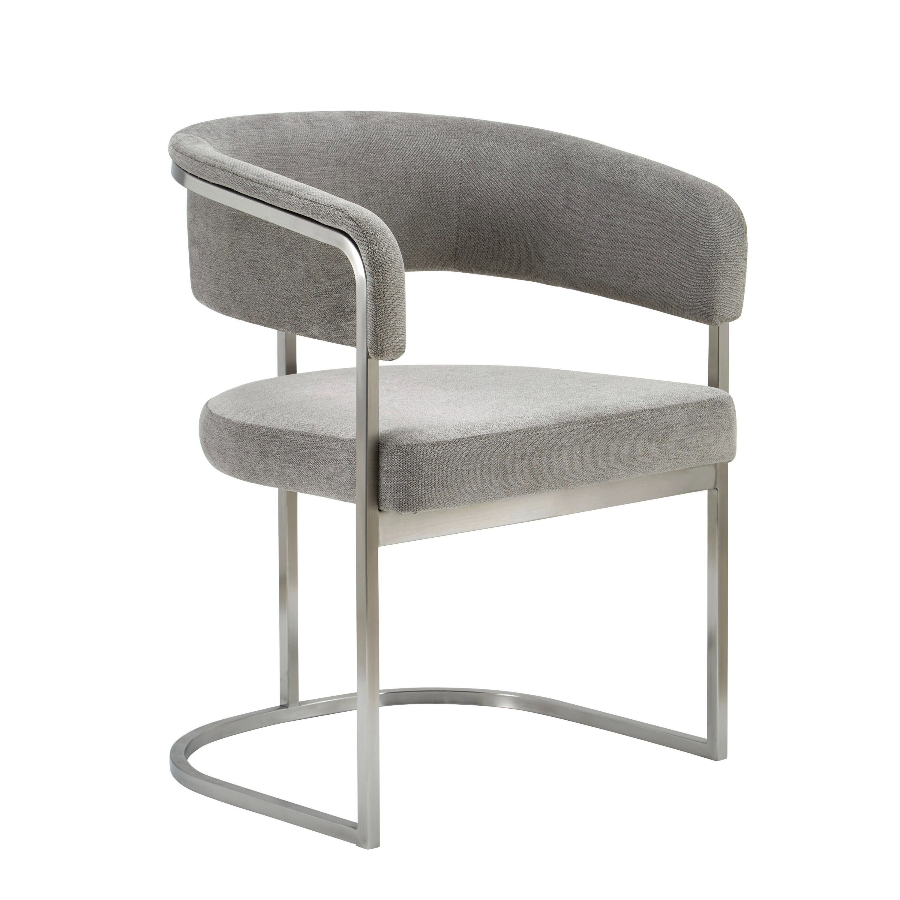 Modrest Sebastian Modern Grey Fabric & Stainless Steel Dining Chair Model VGGA-6251CH-GRY