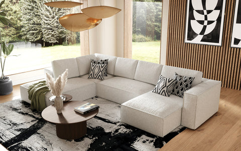 Divani Casa Lulu Modern White Fabric Modular Sectional Sofa With Right Facing Chaise Model VGSX-F22053-RAF-WHT
