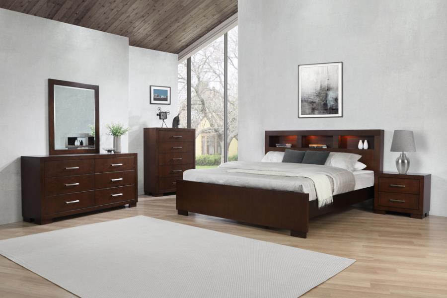 Coaster Jessica Bedroom Set with Bookcase Headboard Cappuccino Model 200719Q-S4