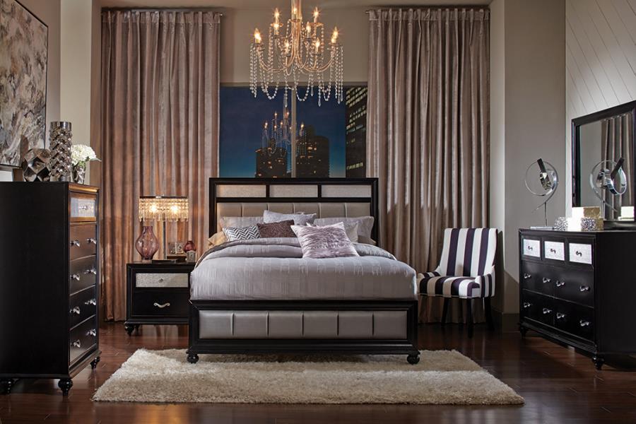 Coaster Barzini Bedroom Set with Upholstered Headboard Black Model 200891Q-S5