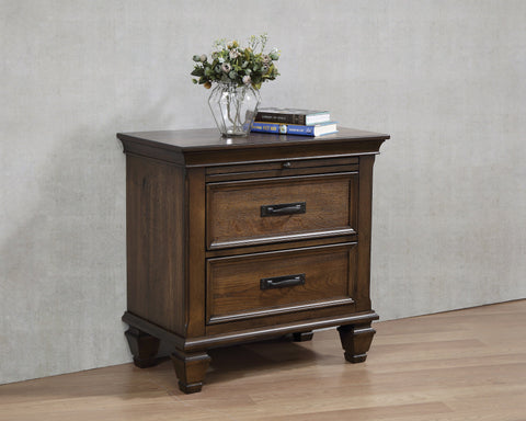 Coaster Franco 2-drawer Nightstand with Pull Out Tray Burnished Oak Model 200972