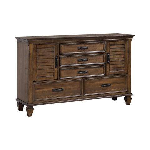 Coaster Franco 5-drawer Dresser with 2 Louvered Doors Burnished Oak Model 200973