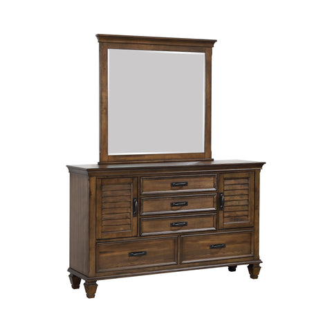 Coaster Franco 5-drawer Dresser with 2 Louvered Doors Burnished Oak Model 200973