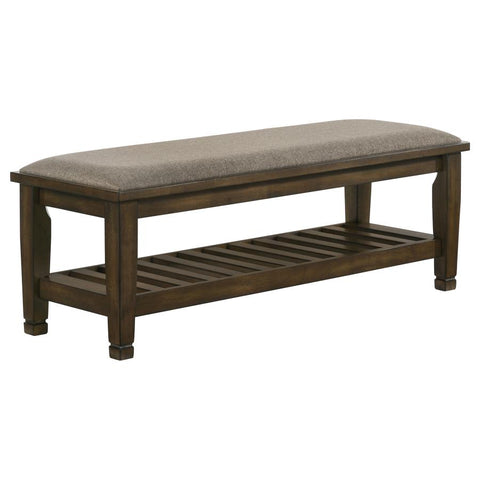 Coaster Franco Bench with Lower Shelf Beige and Burnished Oak Model 200977