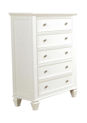 Coaster Sandy Beach 5-drawer Rectangular Chest White Model 201305