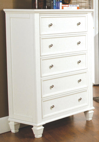 Coaster Sandy Beach 5-drawer Rectangular Chest White Model 201305