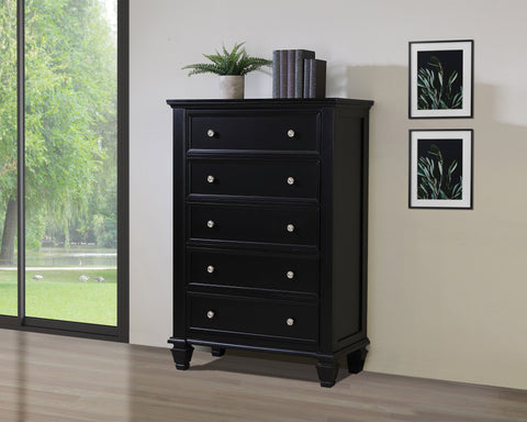 Coaster Sandy Beach 5-drawer Chest Black Model 201325