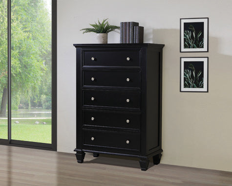 Coaster Sandy Beach 5-drawer Chest Black Model 201325