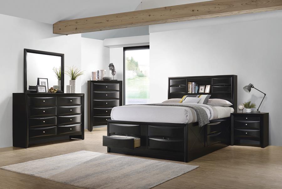 Coaster Briana Storage Bedroom Set with Bookcase Headboard Black Model 202701Q-S4