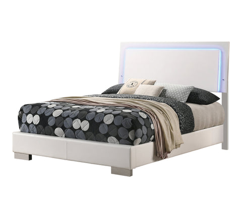 Coaster Felicity Full Panel Bed with LED Lighting Glossy White Model 203500F