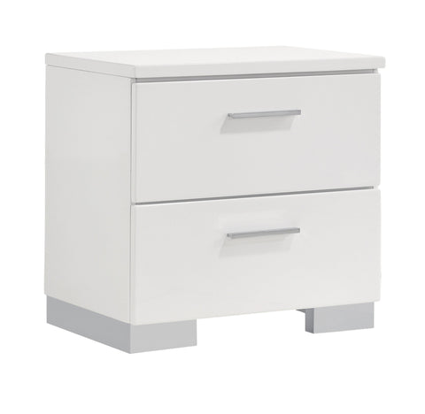 Coaster Felicity Queen Panel Bed with LED Lighting Glossy White Model 203500Q