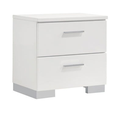 Coaster Felicity Queen Panel Bed with LED Lighting Glossy White Model 203500Q