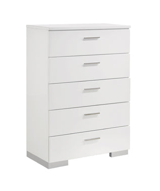 Coaster Felicity Queen Panel Bed with LED Lighting Glossy White Model 203500Q