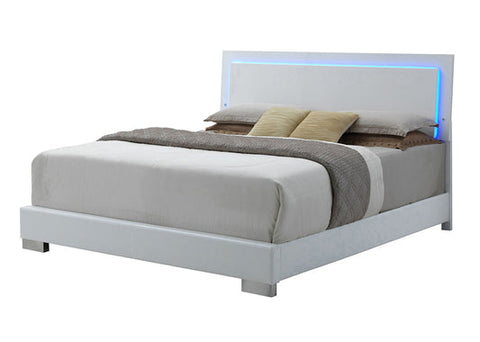 Coaster Felicity Queen Panel Bed with LED Lighting Glossy White Model 203500Q