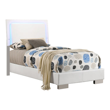 Coaster Felicity Twin Panel Bed with LED Lighting Glossy White Model 203500T