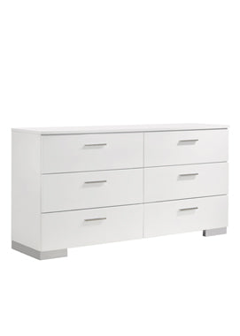 Coaster Felicity California King Panel Bed Glossy White Model 203501KW