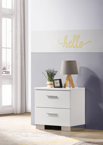 Coaster Felicity 2-drawer Nightstand Glossy White Model 203502