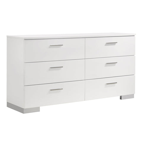 Coaster Felicity 6-drawer Dresser Glossy White Model 203503
