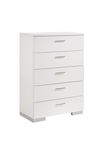 Coaster Felicity 5-drawer Chest Glossy White Model 203505