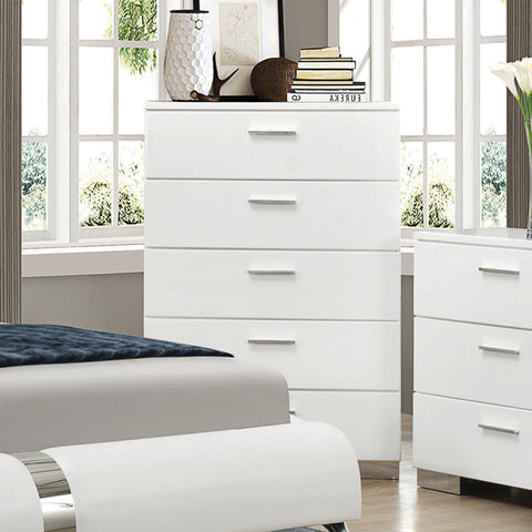 Coaster Felicity 5-drawer Chest Glossy White Model 203505